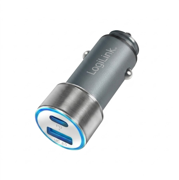 Logilink USB autós töltő, 1x USB-C PD, 1x USB-A QC, 36 W