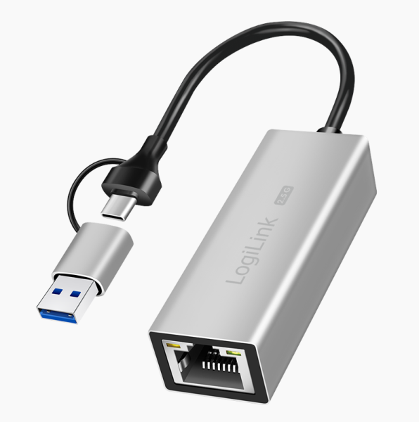 Logilink UA0422 USB-A/-C 2,5G Ethernet hálózati adapter, szürke