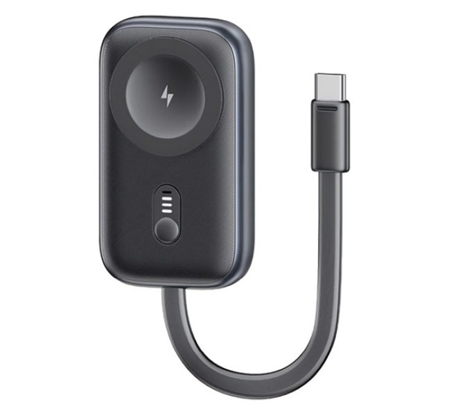 vésztöltő (1200mAh, 2.5W, gyorstöltő, MagSafe, Apple Watch töltő, LED jelzés + fix Type-C kábe