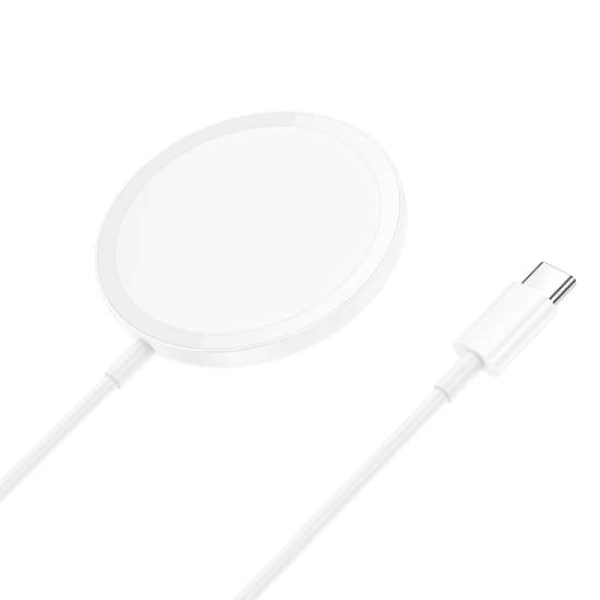CW52 Enjoy mágneses vezeték nélküli gyorstöltő 15W Type-C fehér