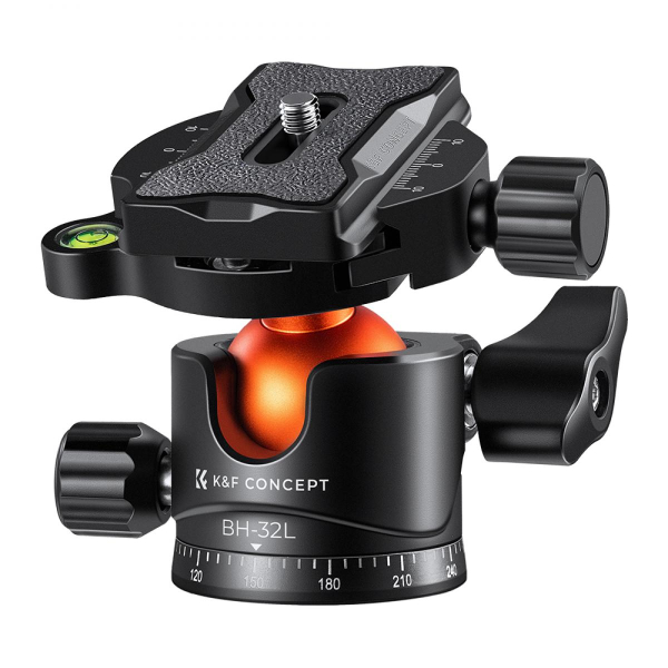 K&F Concept BH-32L állvány gömbfej, 32mm, 12kg teherbírás, vízmérték, arca swiss, 3/8"-1/4" (KF-31-0