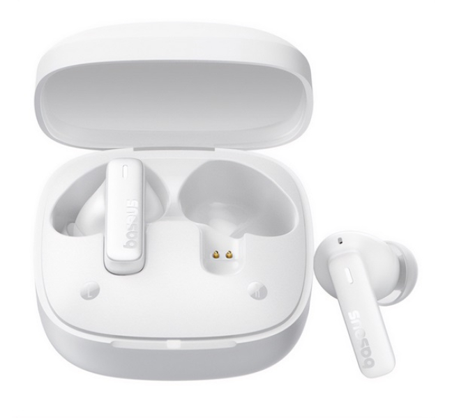BASEUS BOWIE E19 bluetooth fülhallgató SZTEREO (v5.3, TWS, mikrofon, zajszűrő, IPX5 + töltőtok) FEHÉ