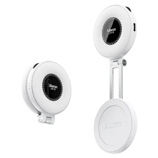 LM19 Magsafe mágneses csatlakozású kör LED lámpa, összecsukható, 400mAh, fehér (UL-L015)