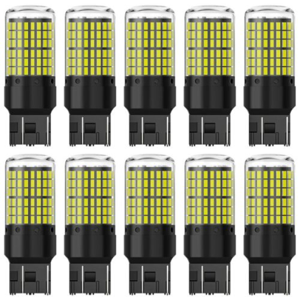 T20 W21/5W 7443 LED izzó 144 SMD fehér CANBUS 12/48V, 10 db (22018)
