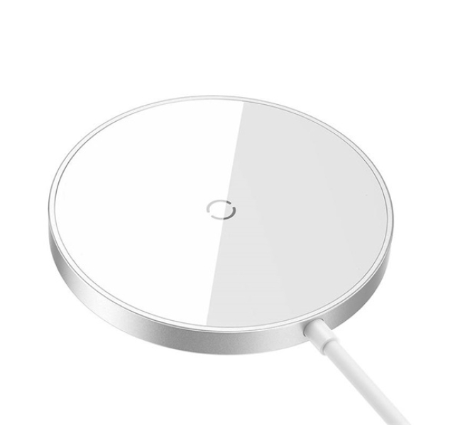 SIMPLE MINI3 asztali töltő (15W, gyorstöltő, wireless, MagSafe + Type-C tápkábel) EZÜSTCCJJ04