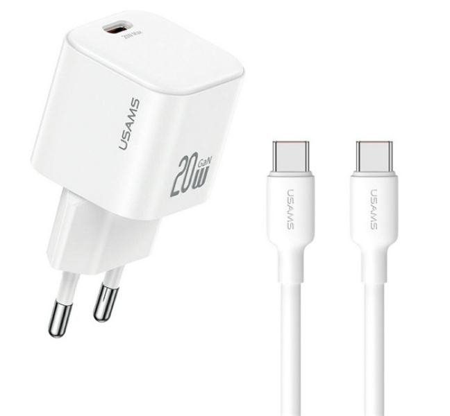 JO hálózati töltő Type-C aljzat (20W, PD gyorstöltő + Type-C kábel) FEHÉR