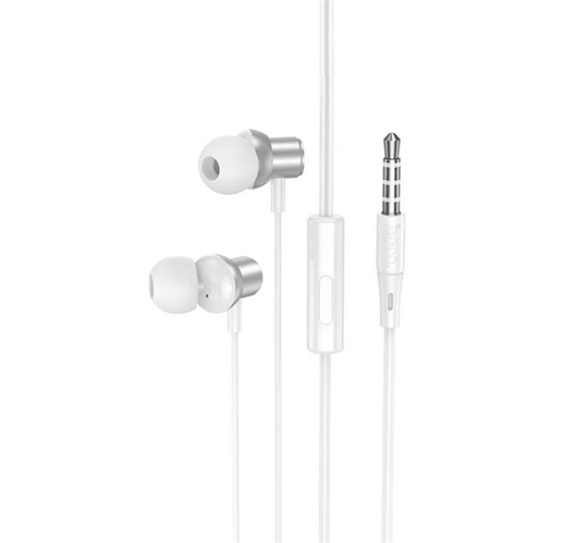 M110 fülhallgató SZTEREO (3.5mm jack, mikrofon, felvevő gomb) EZÜST