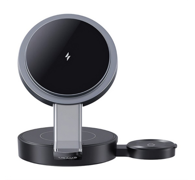 asztali töltő 3in1 (15W, wireless, gyorstöltő, Airpods, Apple Watch töltő) FEKETE