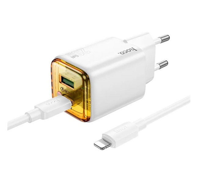 N52 hálózati töltő USB+Type-C aljzat (20W, PD gyorstöltő 3.0 + Type-C kábel) FEHÉR