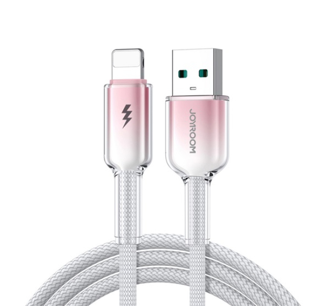CRYSTAL-CLEAR adatkábel (USB - lightning, 3A, gyorstöltő, 120cm, cipőfűző) FEHÉR