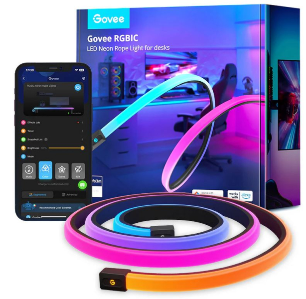 RGBIC LED neon szalagfény védőburkolattal íróasztalokhoz 3m/10ft