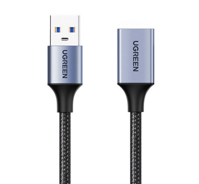US115 adatkábel hosszabbító (USB aljzat - USB, 200cm, cipőfűző) FEKETE