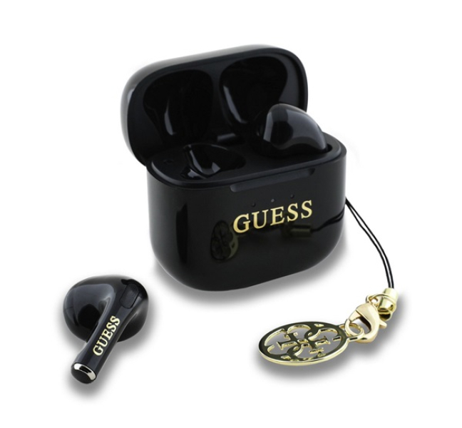 GUESS CLASSIC LOGO CHARM bluetooth fülhallgató SZTEREO (v5.4, TWS, mikrofon + töltőtok) FEKETEGUTWSX