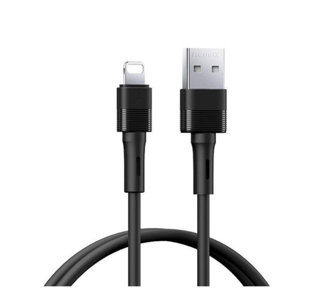 LEYA adatkábel (USB - lightning, 2.4A, gyorstöltő, 100cm) FEKETE
