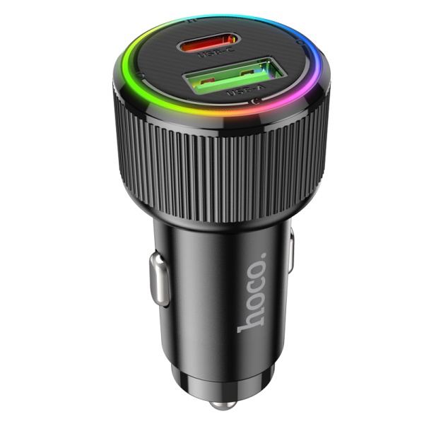 NZ14A Guerrero USB-C PD20W+ USB-A QC3.0 autós töltő RGB fekete