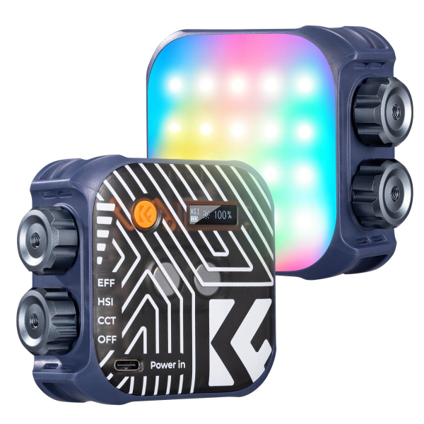 K&F Concept RGB LED lámpa, 2500-9900K, CRI 96+, 2000mAh, 21 fényeffekt, kék (KF-34-036V2)