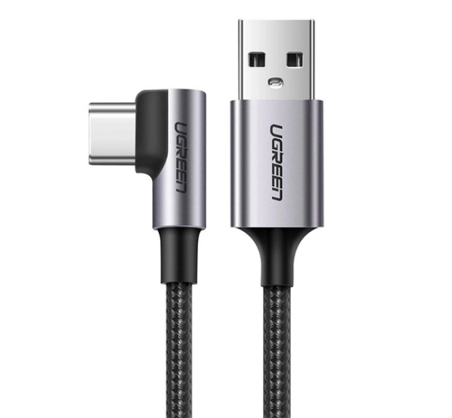 US284 adatkábel (USB - Type-C, 15W, gyorstöltő 3.0, 90 fokos, cipőfűző, 300cm) FEKETE