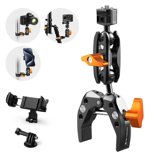 K&F Concept multifunkciós rögzítő bilincs, satu, magic arm, telefontartó adapter, Gopro adapter (KF-