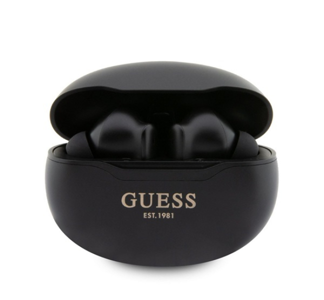 GUESS METALIC FINISH bluetooth fülhallgató SZTEREO (v5.3, TWS, mikrofon + töltőtok) FEKETEGUTWST50EK