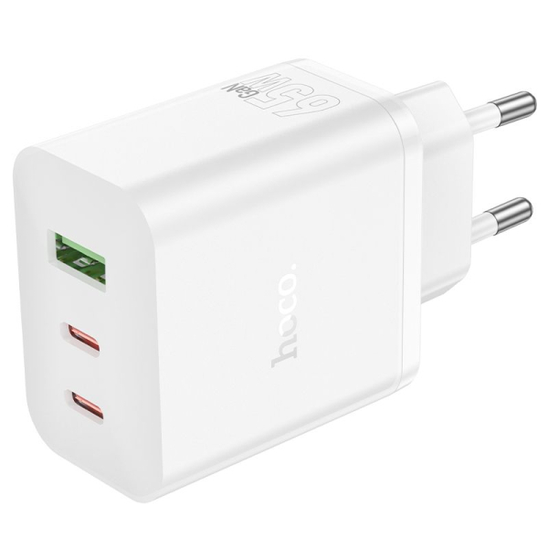 N30 GaN QC PD65W(2C1A) töltő 1xUSB-A, 2xType-C (EU) fehér