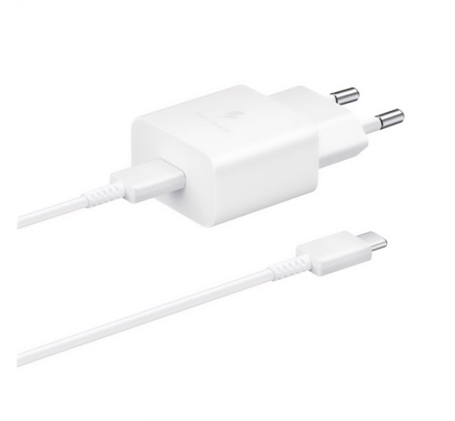 hálózati töltő Type-C aljzat (15W, gyorstöltő + Type-C kábel) FEHÉR