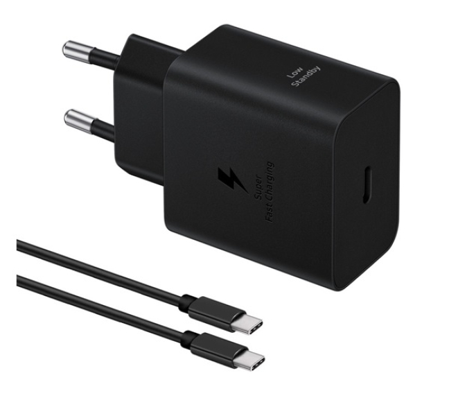 hálózati töltő Type-C aljzat (45W, PD gyorstöltő + Type-C - Type-C kábel, 180cm) FEKETE