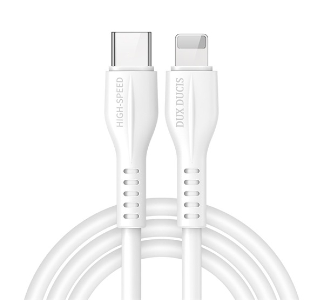 K-V adatkábel (Type-C - lightning, 20W, 2.4A, PD gyorstöltő, 100cm) FEHÉR