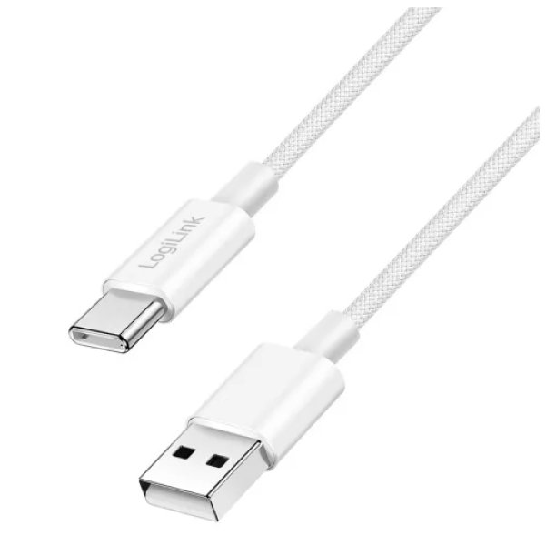 Logilink USB 2.0 Type-C kábel, C/M - A/M, 480 Mbps, 15W, fehér, 1 m
