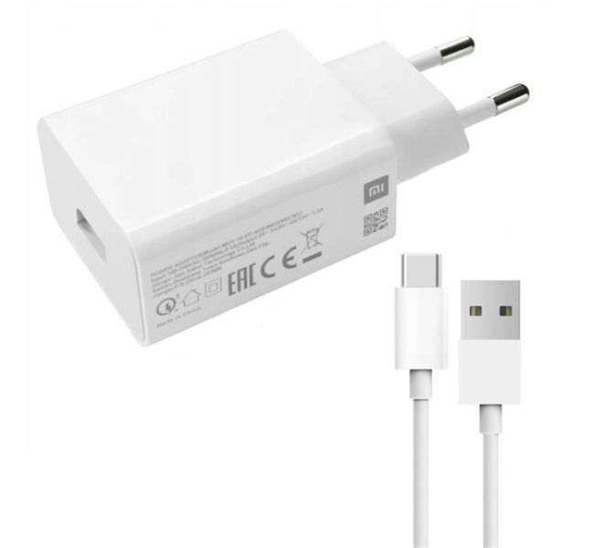 hálózati töltő USB aljzat (22.5W, gyorstöltő + Type-C kábel) FEHÉR