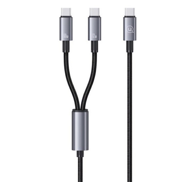 SUFENG adatkábel 2in1 (Type-C - 2 Type-C, 72W, PD gyorstöltő, 120cm, cipőfűző, LED kijelző) FE