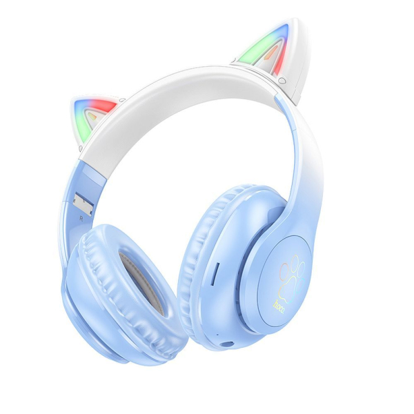 W42 vezeték nélküli bluetooth fejhallgató Cat Ear kristálykék
