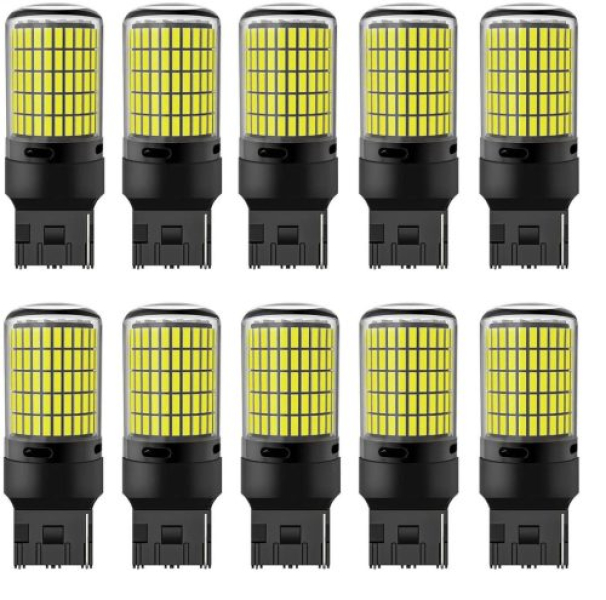 T20 W21W 7440 LED izzó 144 SMD fehér CANBUS 12-48V, 10 db (22001)