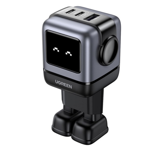 NEXODE RG hálózati töltő USB+2 Type-C aljzat (65W, GaN, gyorstöltő, LED kijelző) SÖTÉTSZÜRKE