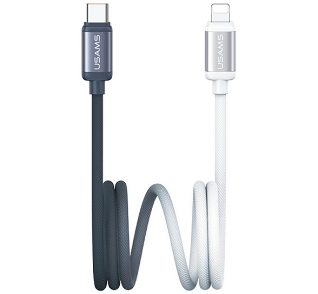BICOLOR adatkábel (Type-C - lightning, 30W, PD gyorstöltő, 120cm) FEKETE/FEHÉR