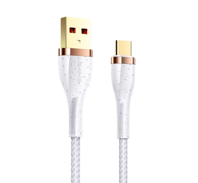 U64 adatkábel (USB - Type-C, gyorstöltő, 120cm, törésgátló, cipőfűző) FEHÉR