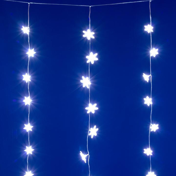 hópehely fényfüggöny hideg fehér, 1,35m (KAF50WH)
