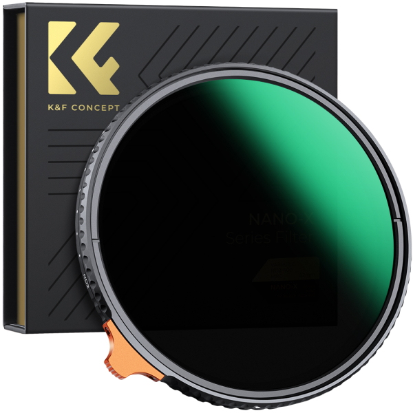 K&F Concept NANO-X Slim, HD, VARIO ND 2-400 változtatható szürkeszűrő, vízlepergető, karcálló, 67mm