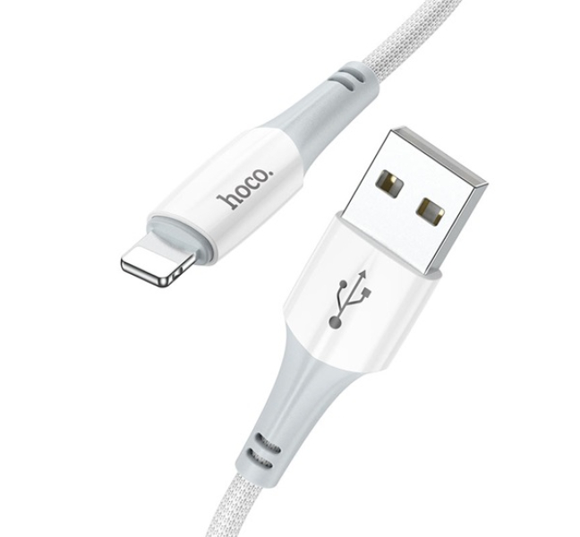 X70 adatkábel (USB - lightning, 2.4A, gyorstöltő, törésgátló, 100cm) FEHÉR