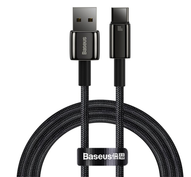 TUNGSTEN GOLD adatkábel (USB - Type-C, 100W, gyorstöltő, 100cm, törésgátló) FEKETECAWJ000001