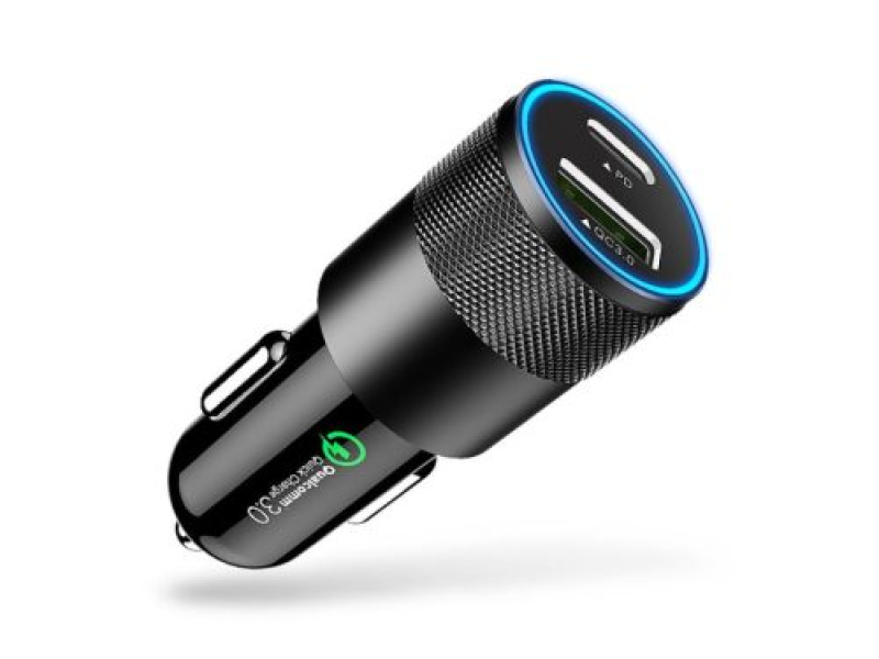 Szivargyújtós USB 3.1A + Type-C autós töltő, 15W (13993)