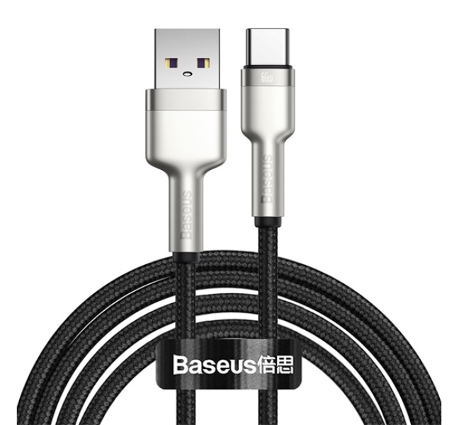 CAFULE adatkábel (USB - Type-C, 200cm, törésgátló) fekete CAKF000201