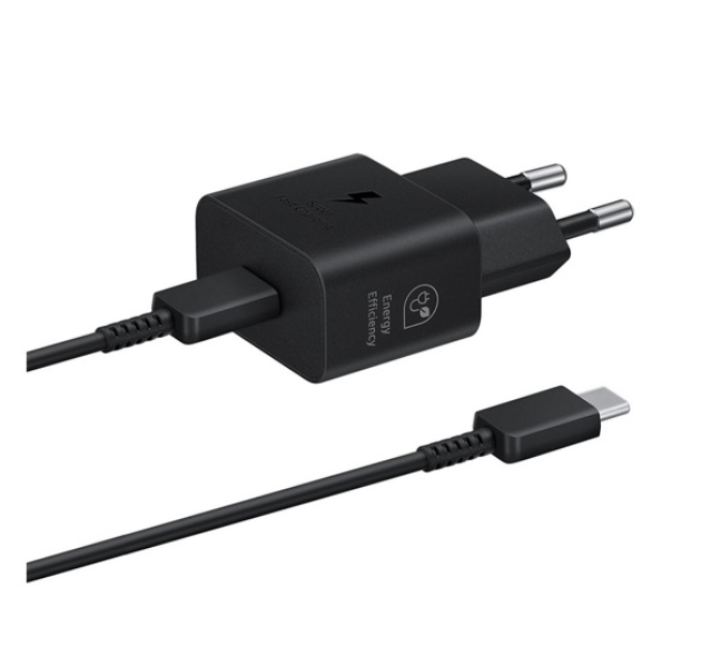 hálózati töltő Type-C aljzat (25W, GaN, PD gyorstöltő + Type-C kábel) FEKETE