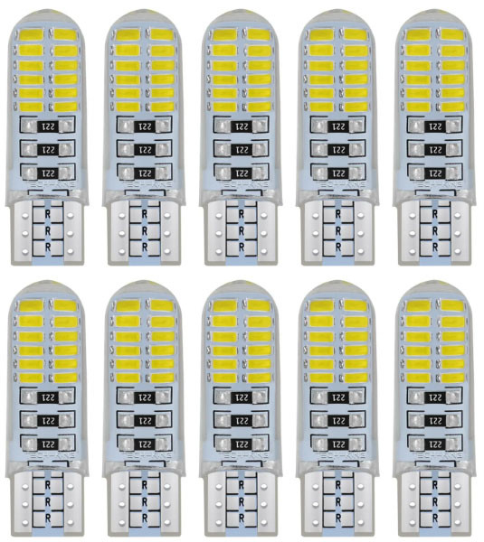 SMD-T10-3024SMD 10db-os SZILIKON - fehér - 12V CANBUS