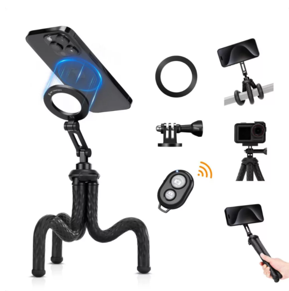 K&F Concept hajlítható lábú állvány, Magsafe, GoPro adapter, bluetooth kioldó (KF-09-164)