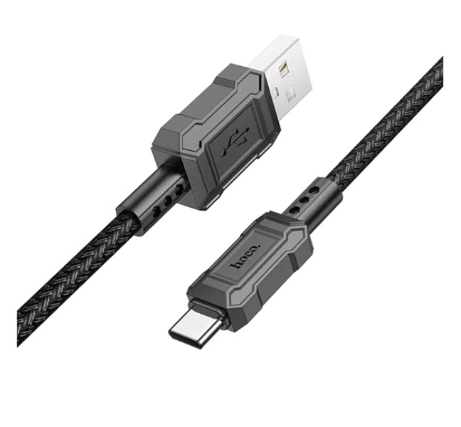 X94 adatkábel (USB - Type-C, 3A, gyorstöltő, 100cm, törésgátló) FEKETE