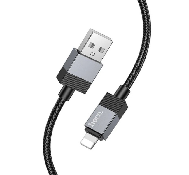 X110 adatkábel (USB - lightning, 2.4A, gyorstöltő, cipőfűző, 100cm) FEKETE