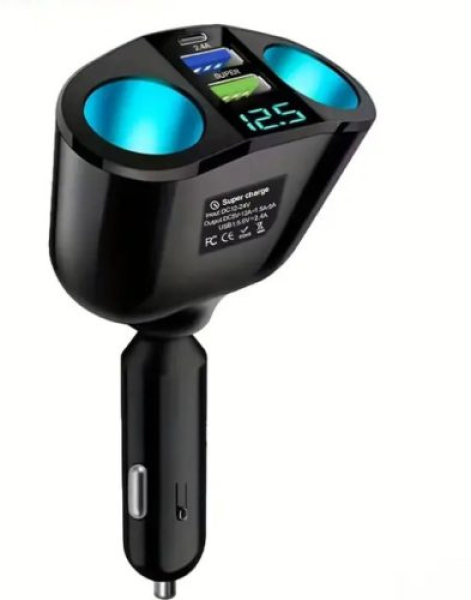 Dupla szivargyújtó 2USB+Type-C (M712V)
