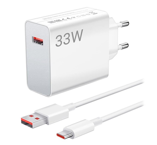MDY-12-EA hálózati töltő USB aljzat (33W, PD gyorstöltő + Type-C kábel) FEHÉR