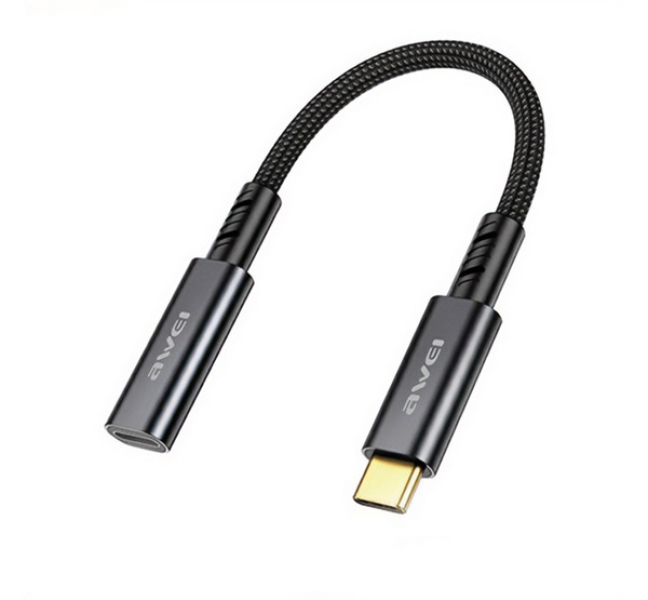 adapter kábel (Type-C aljzat - Type-C, 15cm) FEKETE