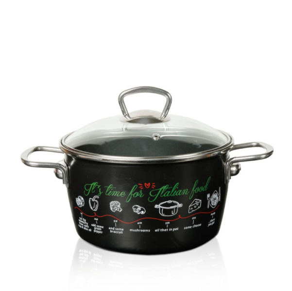 Imperial Lux zománcozott mély lábas üvegfedővel, 20 cm, 3,5 L (386353)